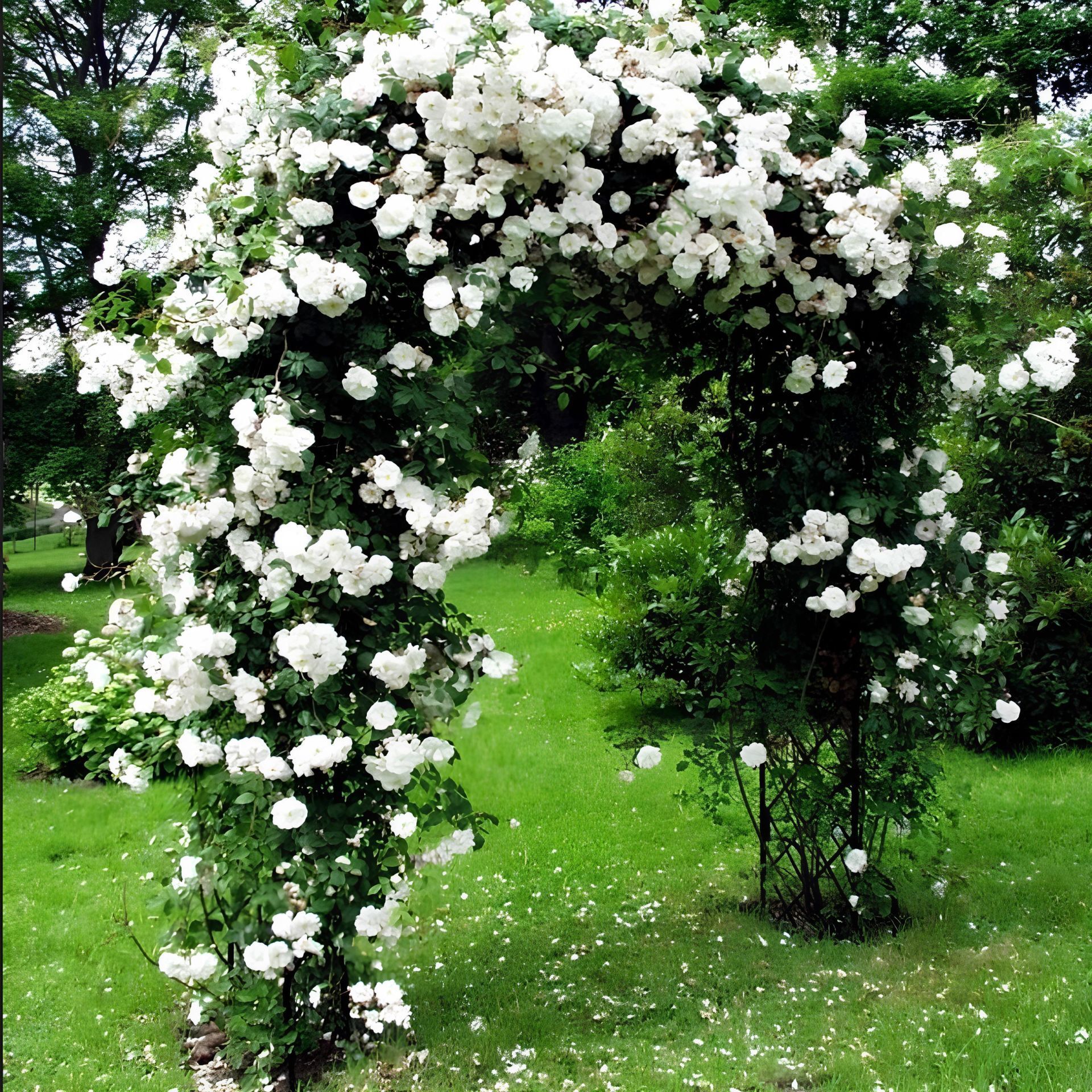 Çok Yaşlı Soğuklara Dayanıklı Kokulu Yediveren Bride Crown Beyaz Sarmaşık Gül Fidanı(120-200 CM)